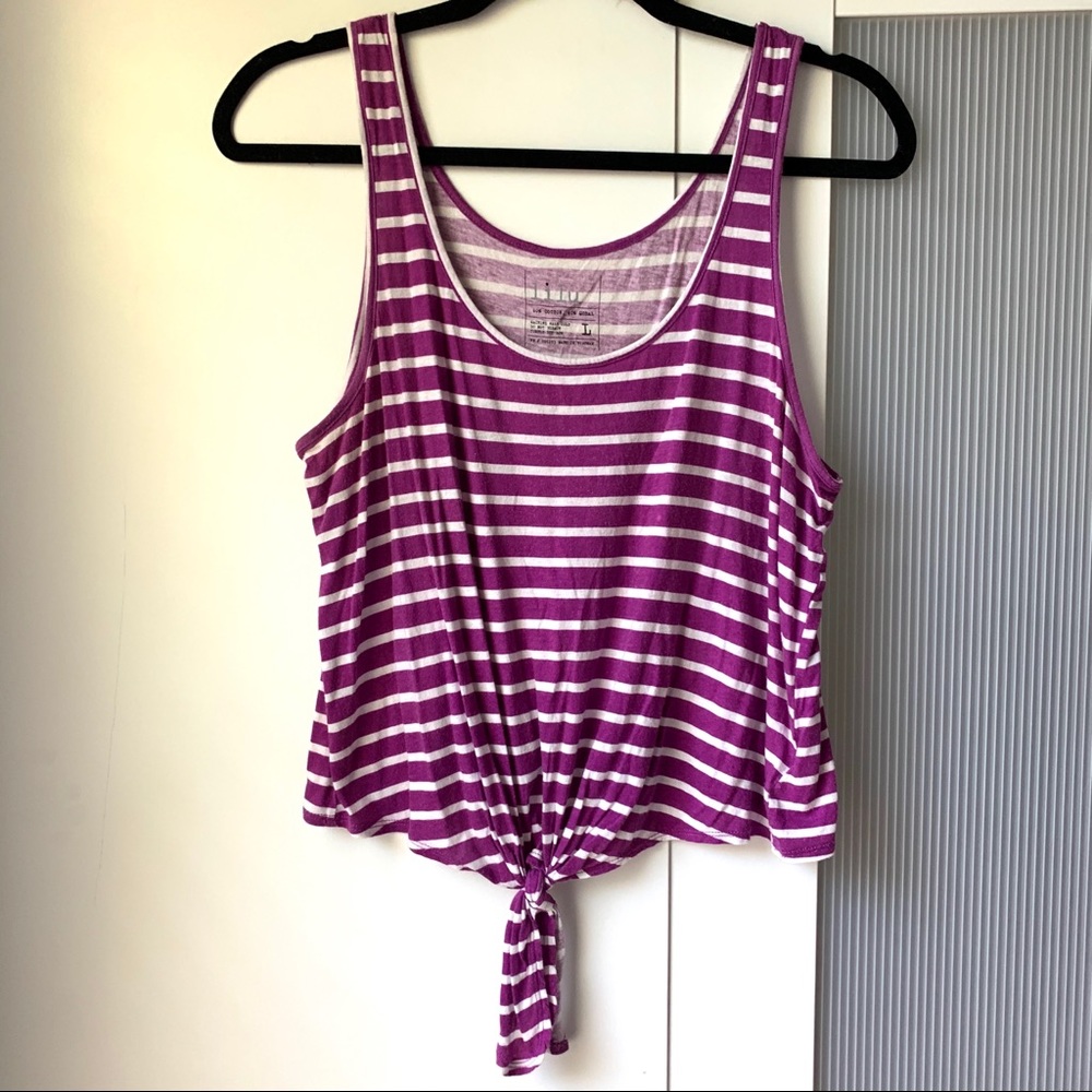Soft purple and white striped tank